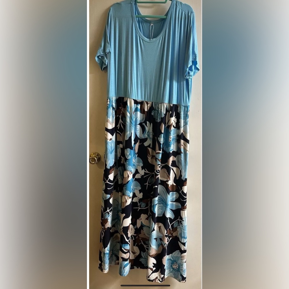 Floral Maxi Dress in Blue and Black